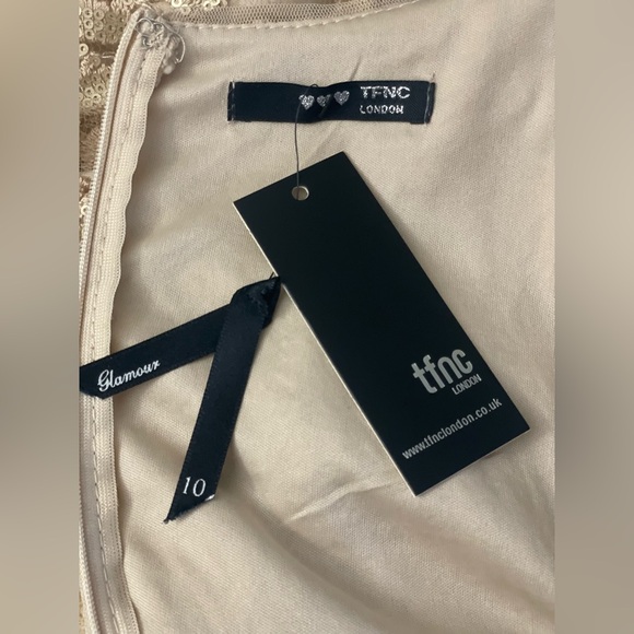 TFNC baroque patterned sequin mini dress in gold - Picture 11 of 11